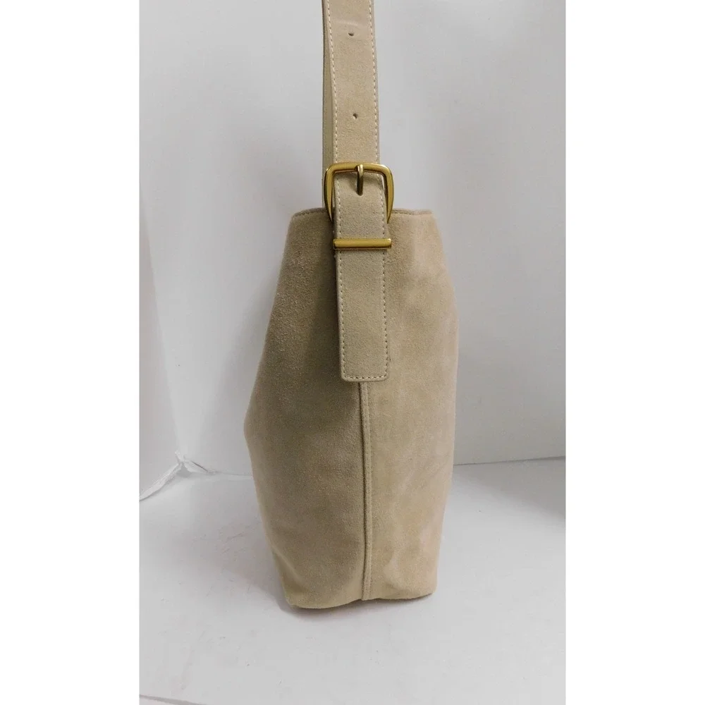 Margot New York Kaye Bucket Suede Leather Tote Bag Beige $156rt